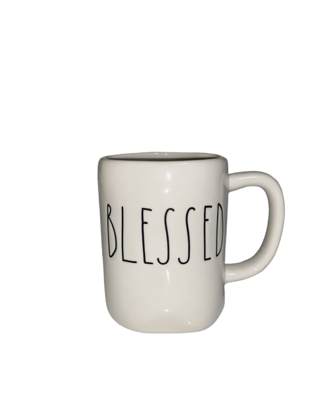 Rae Dunn Blessed Mug White Black Like New with Original Sticker